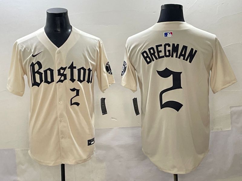 Men 2025 Boston Red Sox #2 Bregman Cream Five generations Joint Name Nike MLB Jersey style 10